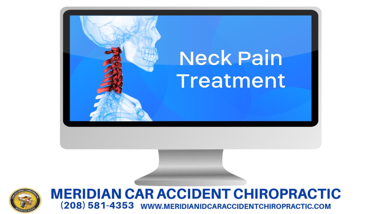 Graphic of computer screen stating Neck Pain Treatment