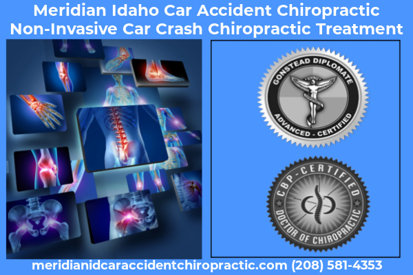 Image with text car crash chiropractic treatment is non invasive